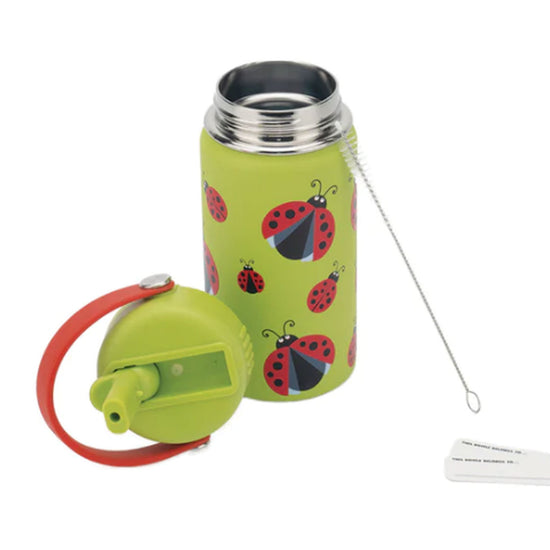 Reuuable Stainless steel insulated drink bottle by Cheeki. 400ml ladybug design. By Diminish.