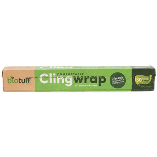 Biotuff compostable cling wrap. Plant based. Diminish.