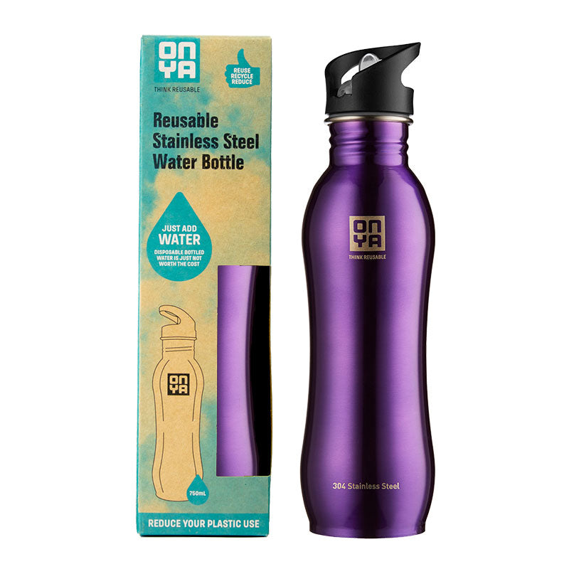 Load image into Gallery viewer, Onya reusable drink bottle purple. Stainless steel. 750ml. Diminish.
