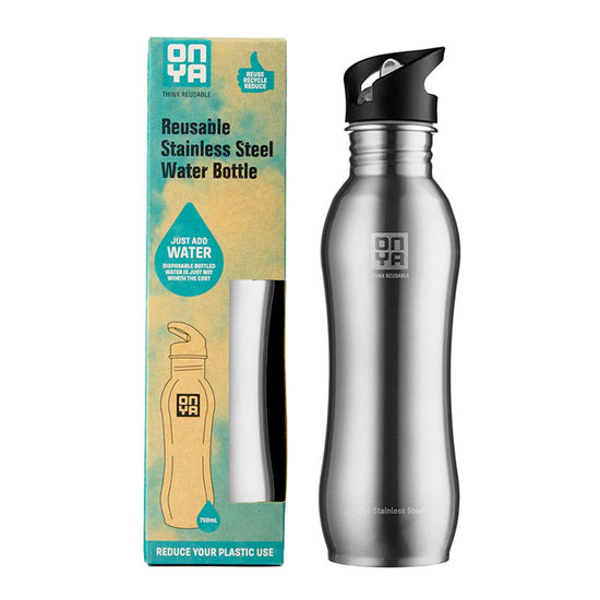 Load image into Gallery viewer, Onya Stainless steel reusable drink bottle silver 750ml. Diminish.
