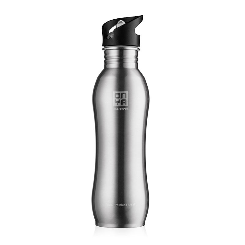 Onya stainless steel silver reusable drink bottle 750ml. Diminish.