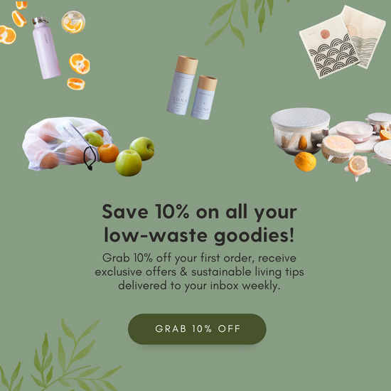 Save 10% on all your low waste goodies at Diminish. Sign up today. Adelaide Eco Shop.