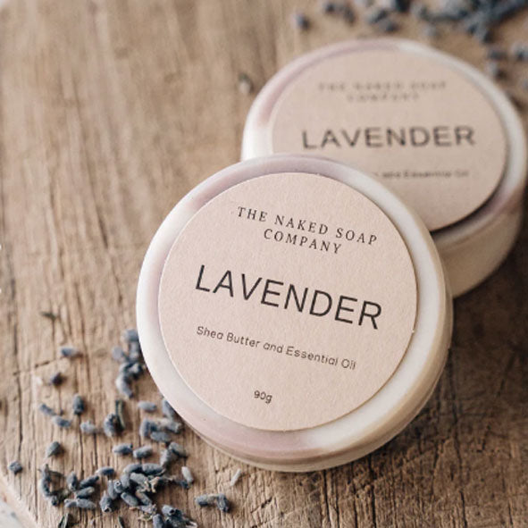 2 bars of plastic-free and all natural lavender body soap. 