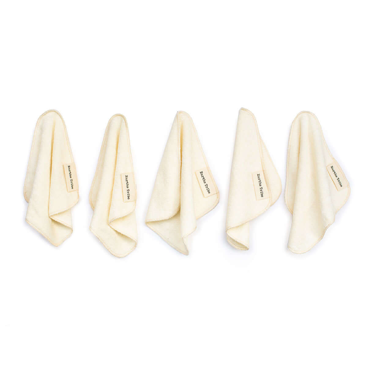 Reusable and eco-friendly plastic-free white cotton baby wipes set of 5. Diminish.