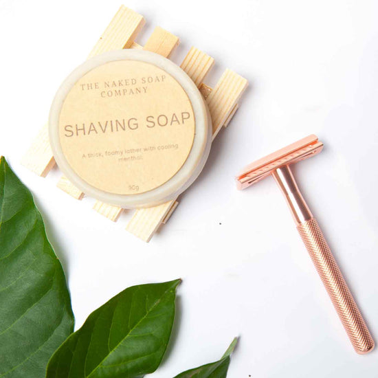 Reusable safety razor with a plastic-free shaving soap bar. Adelaide Eco Shop. Diminish