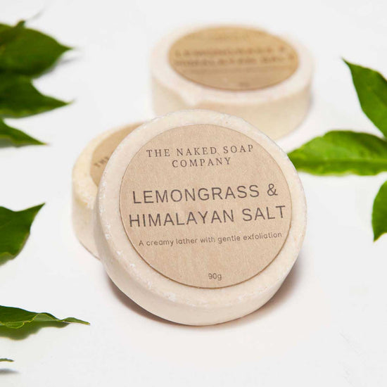 3 bars of all natural vegan and cruelty free Lemongrass and Himalayan Salt Soap Bar. Diminish.