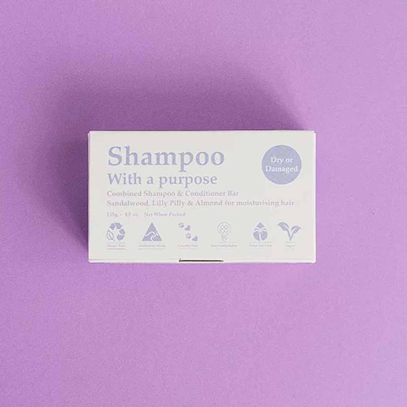 Shampoo with a purpose shampoo and conditioner bar for dry or damaged hair. Diminish.