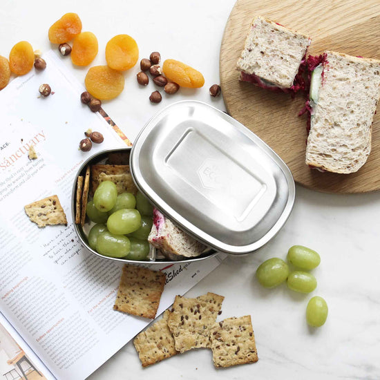 Reusable stainless steel bento box for snacks. Adelaide Eco Shop Diminish.