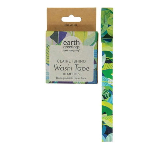 1 box of earth greetings 100% eco-friendly washi tape. Green leaves.