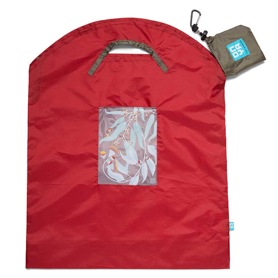 Red onya reusable shopping bag. Diminish.