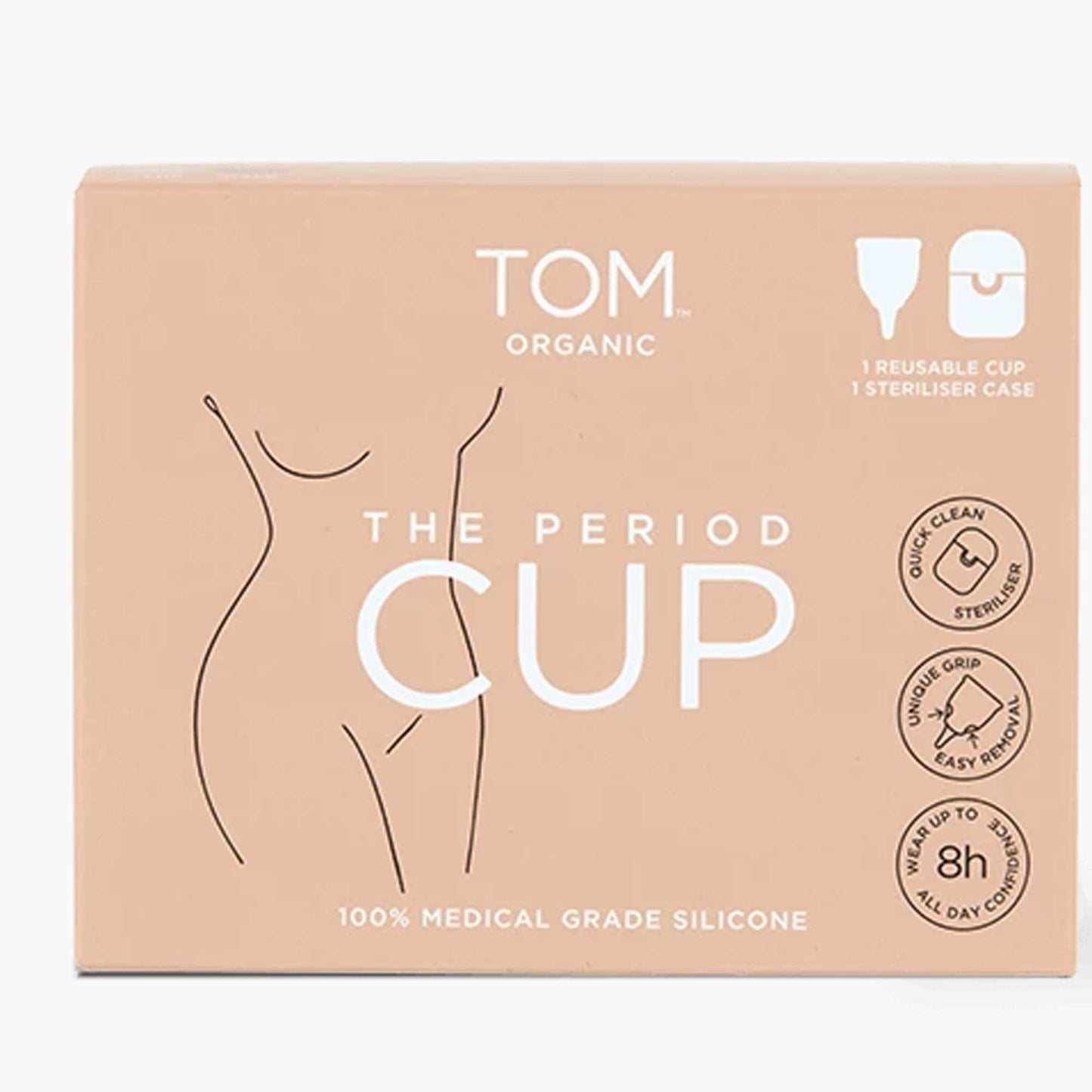 box of the tom organic reusable period cup.