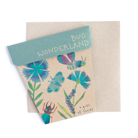 Bug wonderland a gift of seeds by sow n sow. Card made on recycled paper.