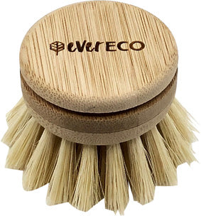 Load image into Gallery viewer, Close up image of sustainable bamboo dishbrush replacement head with sisal bristles. Diminish.
