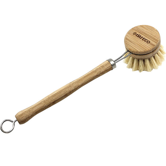 Load image into Gallery viewer, Planet-friendly and plastic-free bamboo handled dish brush with replaceable head.
