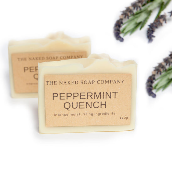 Plastic free Peppermint Quench Vegan and Non-Toxic Body Soap.